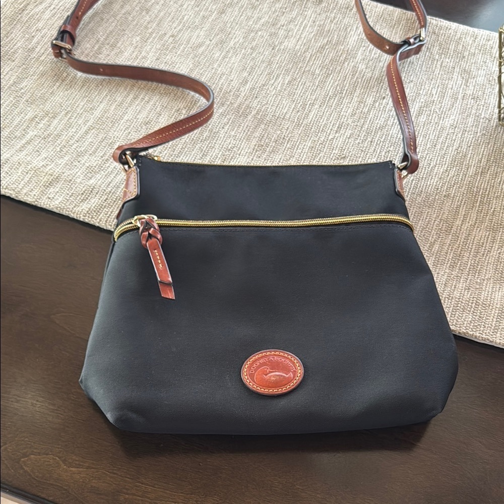 Dooney & Bourke Black and Brown Crossbody Bag with Leather Trim - Picture 1 of 6